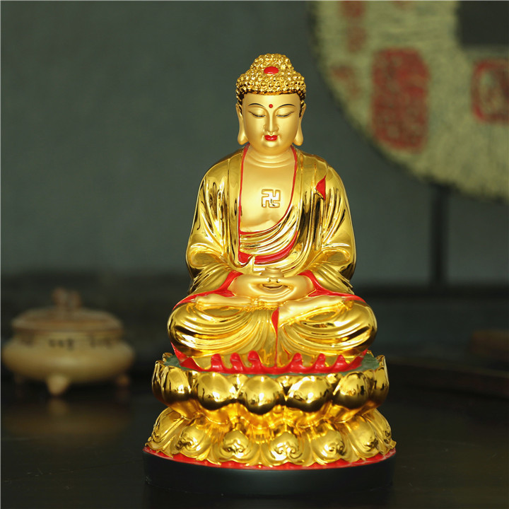 深圳批发镀金彩绘佛像树脂工艺品 如来佛祖释迦牟尼佛 38公分d款