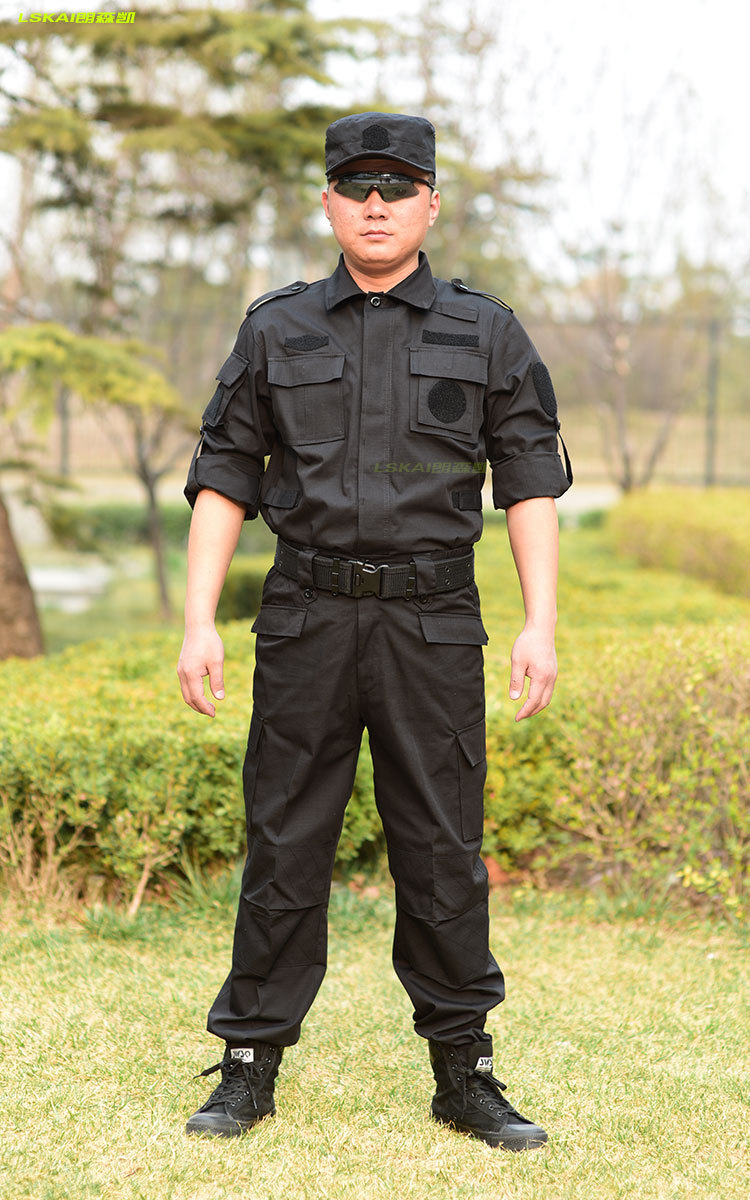 511新款促销防撕裂长袖黑色作训服套装保安特训服耐磨透气特战服
