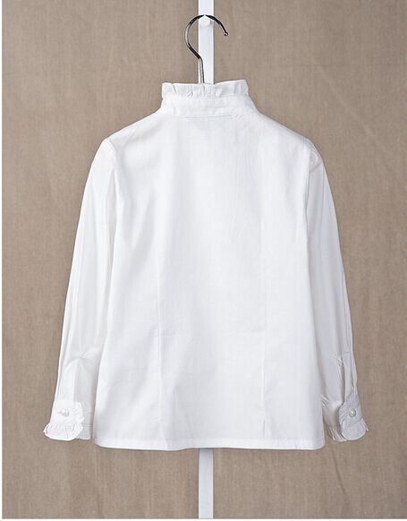 316393 cy春秋款 女童白衬衫 花边立领领结白衬衫0622