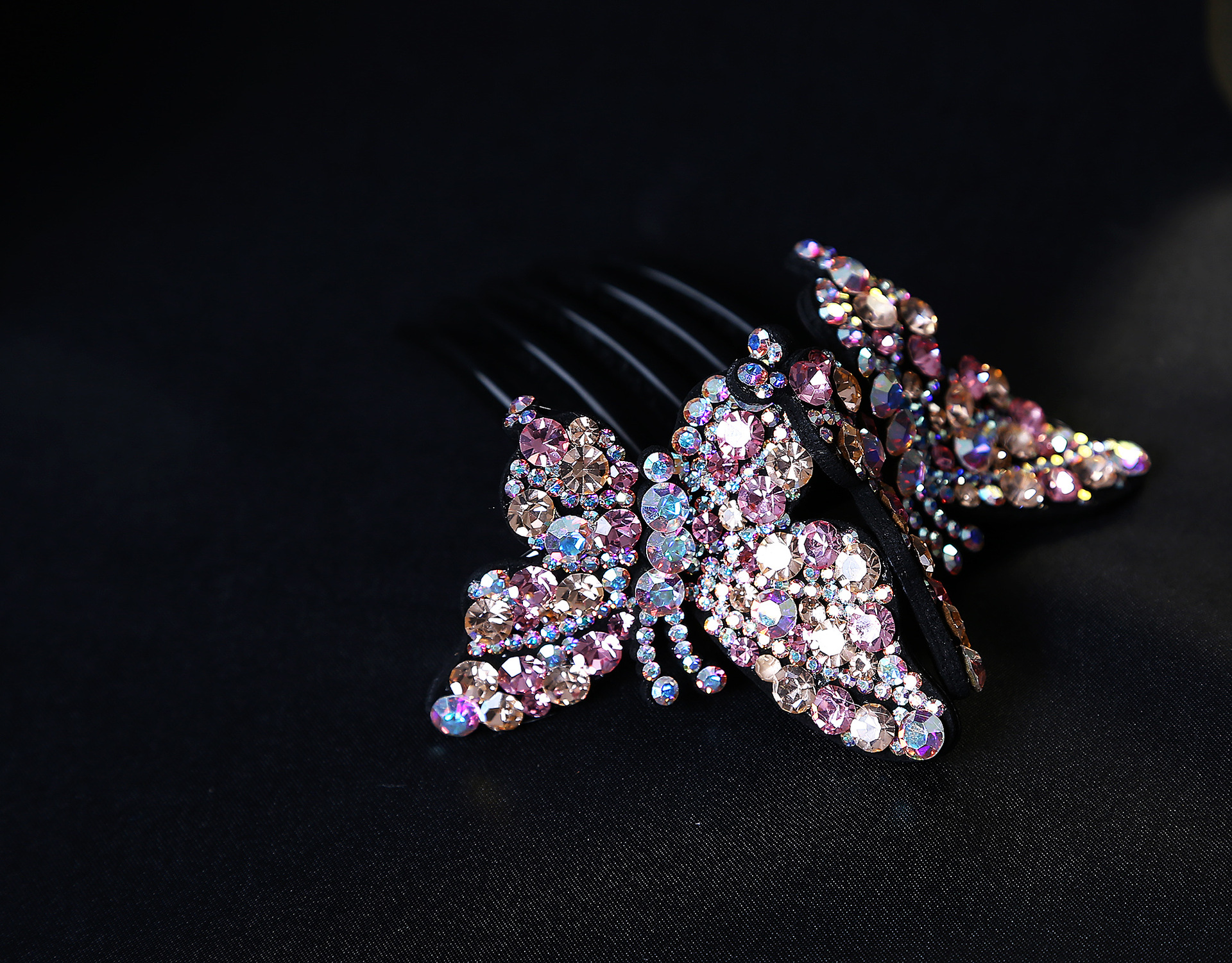 比翼双飞蝴蝶双双飞发梳精美进口钻寓意金玉良缘热恋中女孩款