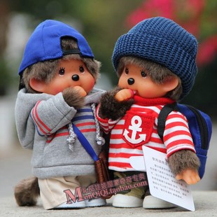 正版蒙奇奇毛绒娃娃20cm玩偶 旅行情侣 正品蒙奇奇情侣公仔