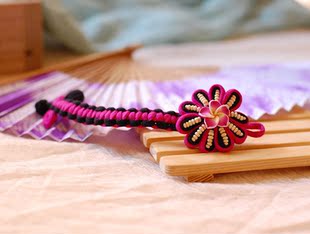 云南民族风特色饰品编织布手镯可爱复古带铃铛布艺花朵甜美女手链