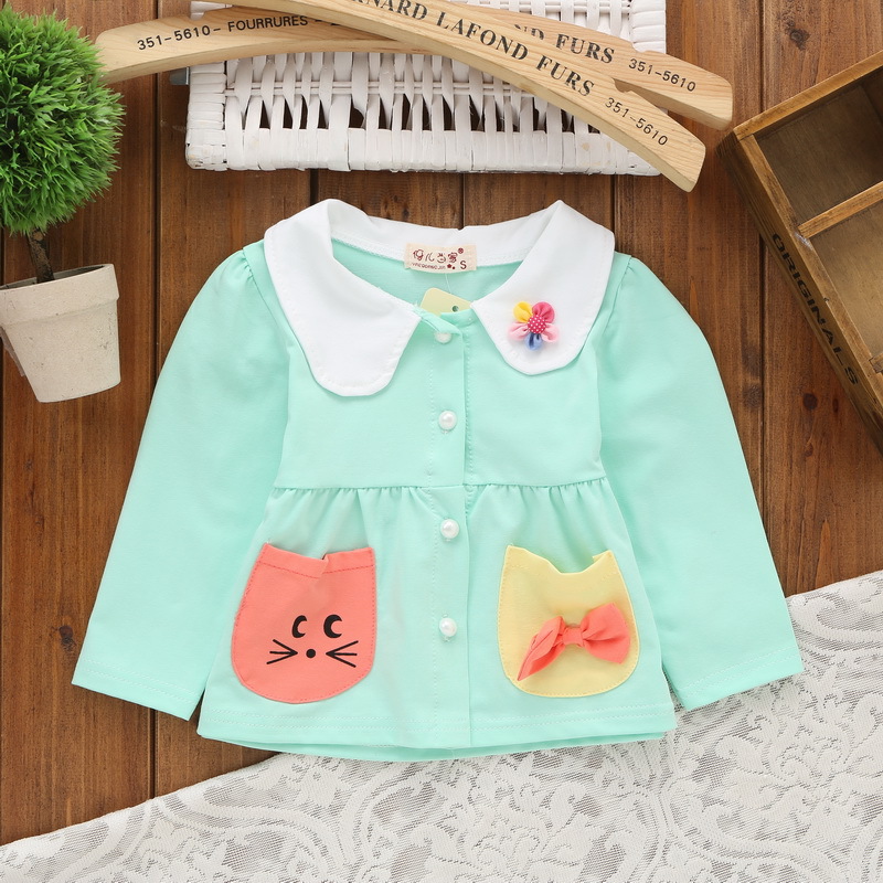 儿童纽扣开衫翻领女孩口袋纯棉精品小童 厂家新品促销同装 女孩