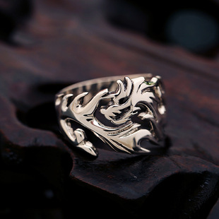 厂家直销 s925纯银 火焰圣龙 泰银戒指 保证纯度含银量