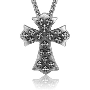 复古鸢尾花十字架 潮人夜店必备钛钢项链 明星同款配饰sp241