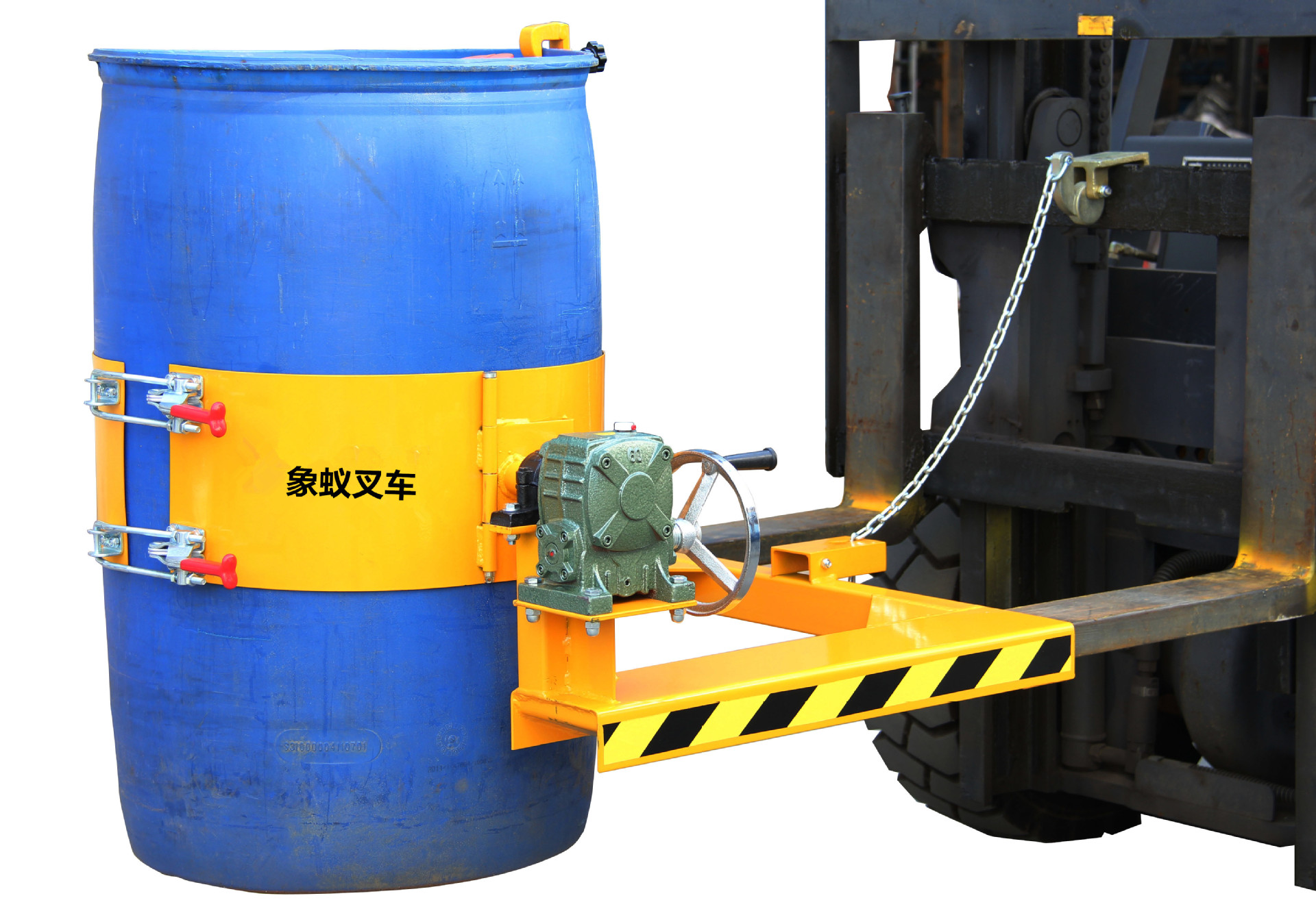 hk285/300型油桶倒料抱夹具有手摇翻转和电动翻轶转轻松移动油桶
