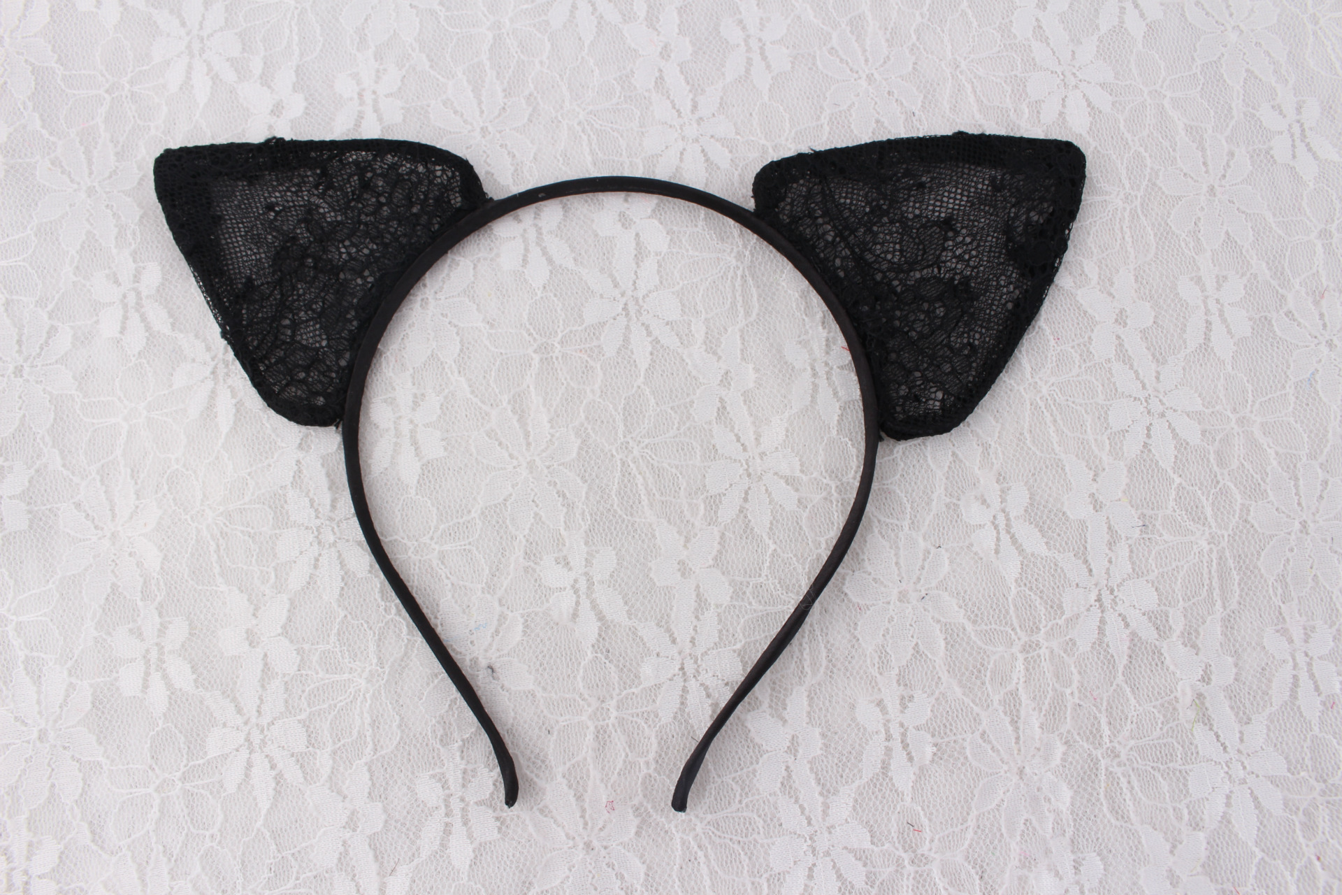 新款韩国发饰黑色蕾丝猫耳发箍可爱淑女发箍批发手工制作直销