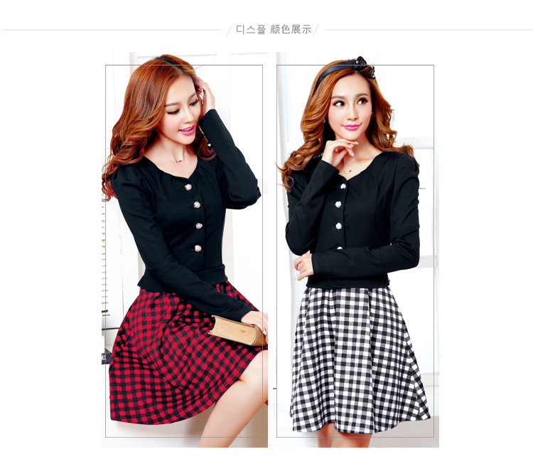 2015春季依羡四季风女装时尚韩版修身显瘦收腰v领开衫长袖连衣裙