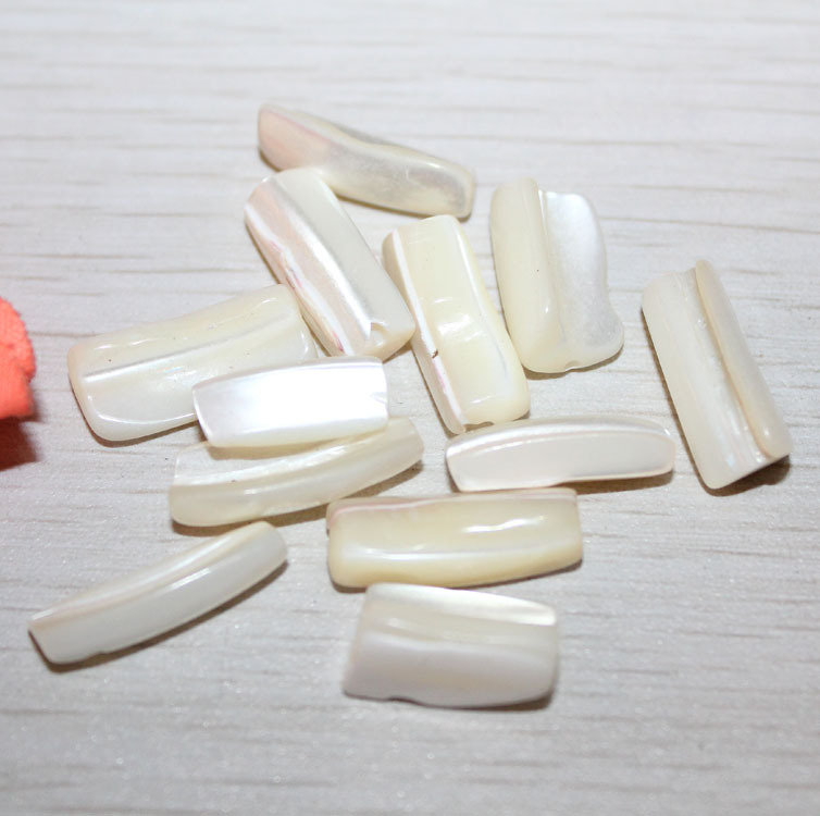 [意贝]天然纯白色长条状三角棱去皮贝壳长豆 手链项链饰品配件