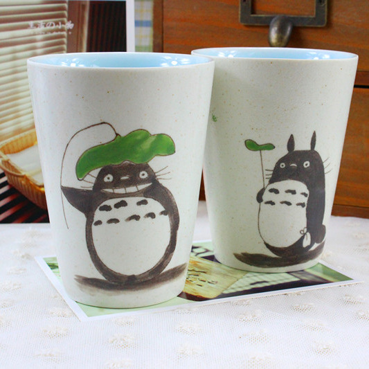 创意手绘卡通动漫可爱龙猫陶瓷马克杯随手杯节日生日礼品杯热销