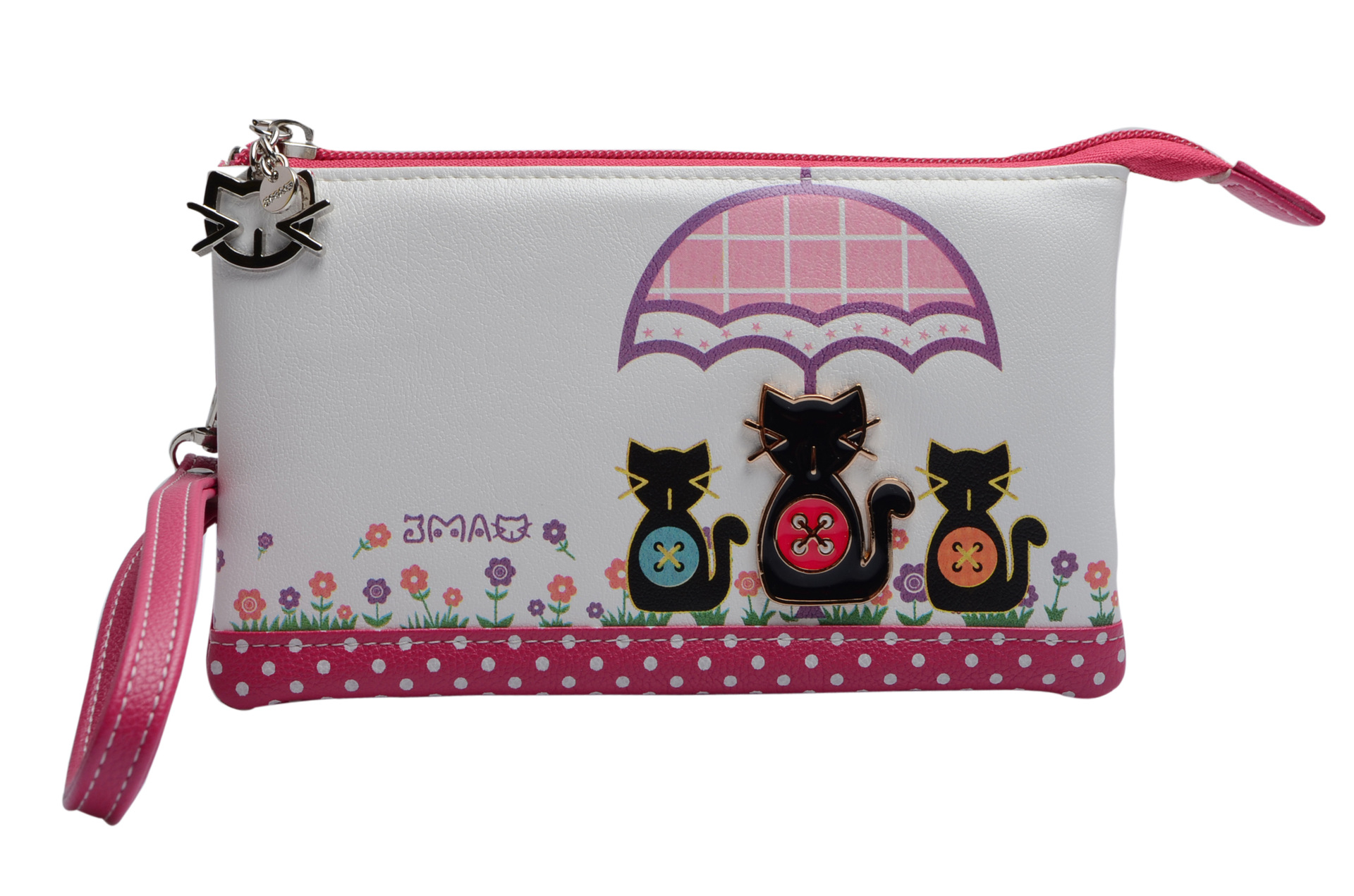 镇店之宝2015新款三猫女包女士 钱包长短款pu皮 横款方型手拿包