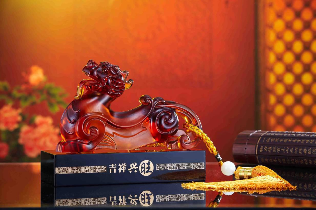 吉祥兴旺琉璃工艺摆件招财辟邪乔迁开业送礼家居摆设工艺收藏