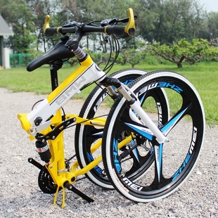 组装宝马x6山地车自行车双碟刹油刹折叠软尾车21.24.27速26寸30速