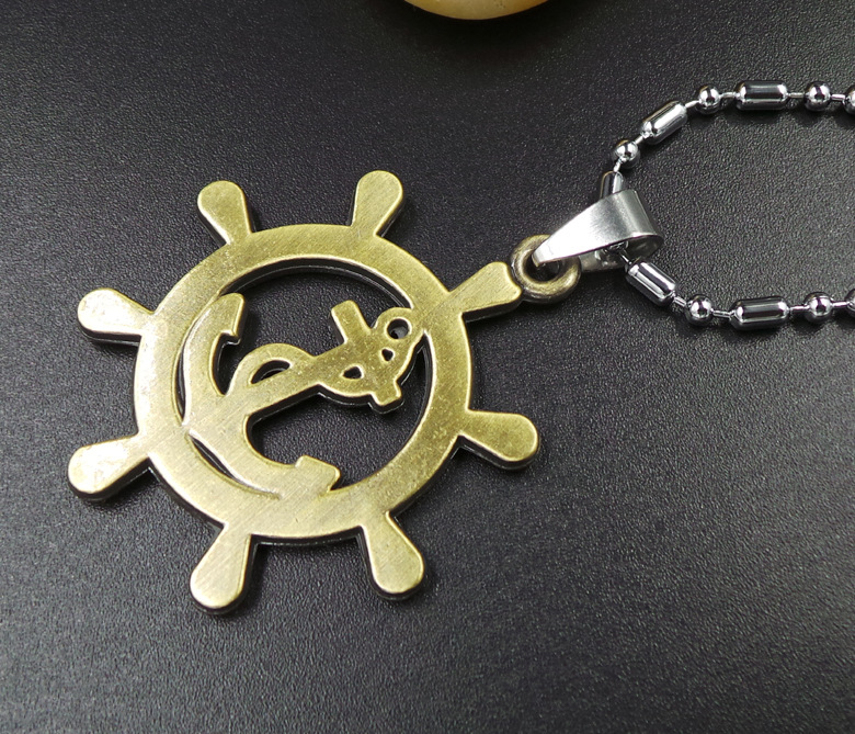 动漫周边批发one piece 海贼王船舵标志合金项链 外贸速卖通热销