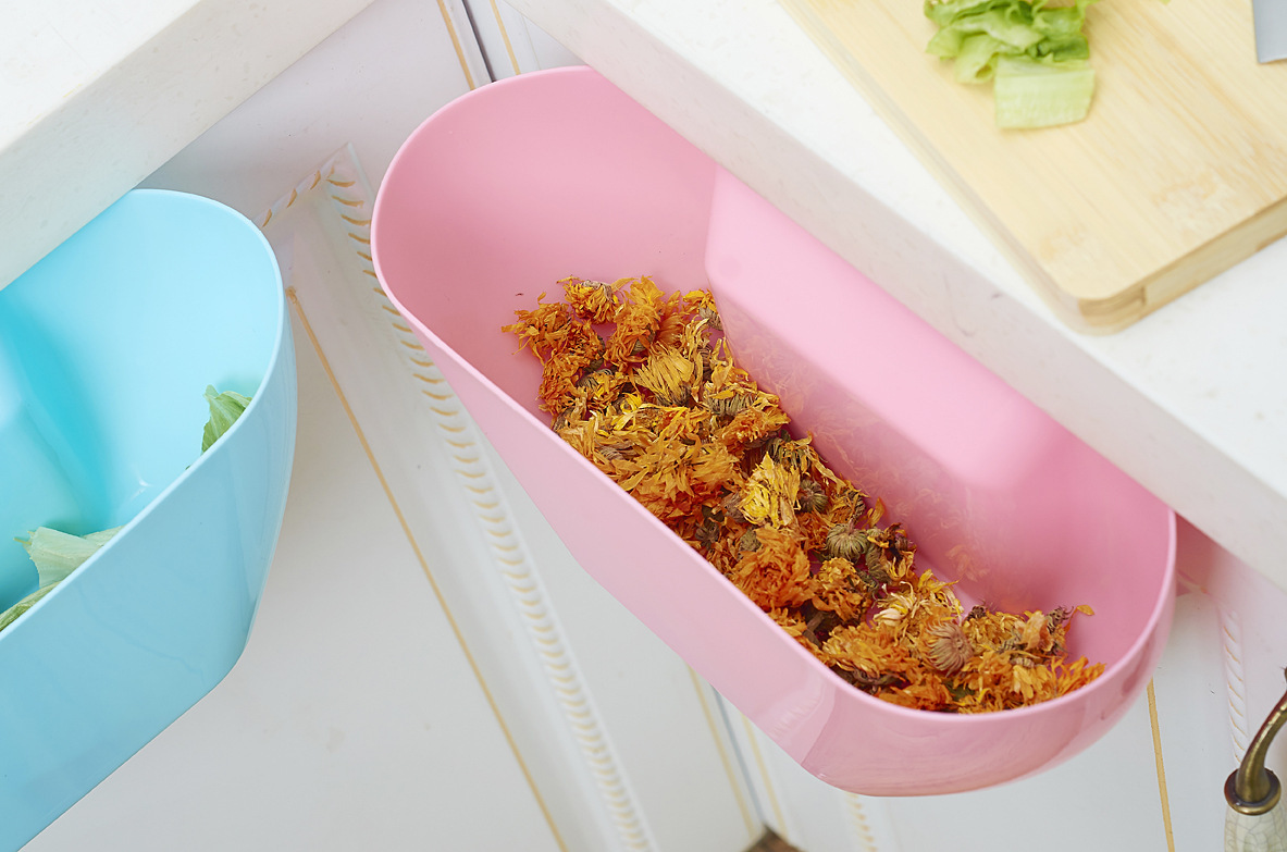 厨房橱柜门挂式垃圾桶 桌面塑料收纳盒置物盒 多功能创意储物盒