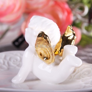 新瓷代守望天使碟 陶瓷饰品碟 家居装饰摆件 饰品盒 欧式 手工