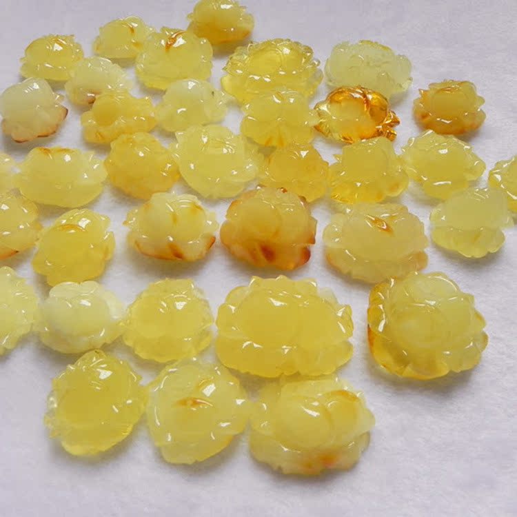 【乌克兰琥珀】天然琥珀花件吊坠 蜜蜡戒面 蜜蜡玫瑰花吊坠