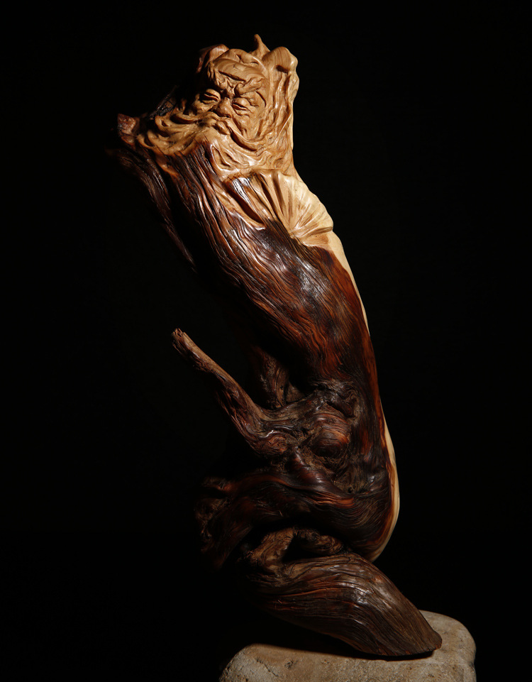 豪缘 太行崖柏双色随型摆件-钟馗 天然造型 高油红料 静待结缘