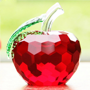 水晶红色水晶苹果家装饰品摆件客厅工艺家居摆设创意生日结婚礼物