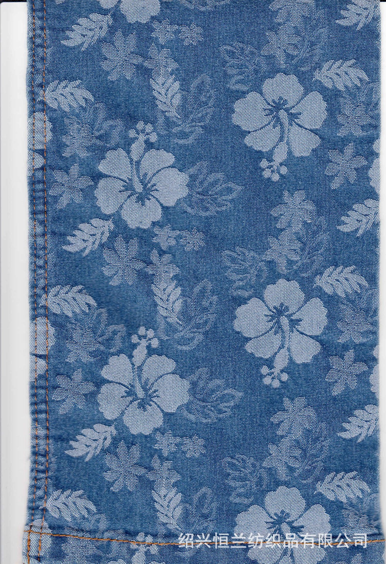 16*200/40涤棉弹力提花牛仔面料 8.5oz 靛蓝色