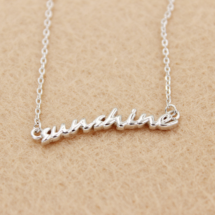 【赠送证书】正品s925纯银饰品 精致唯美sunshine字母锁骨项链