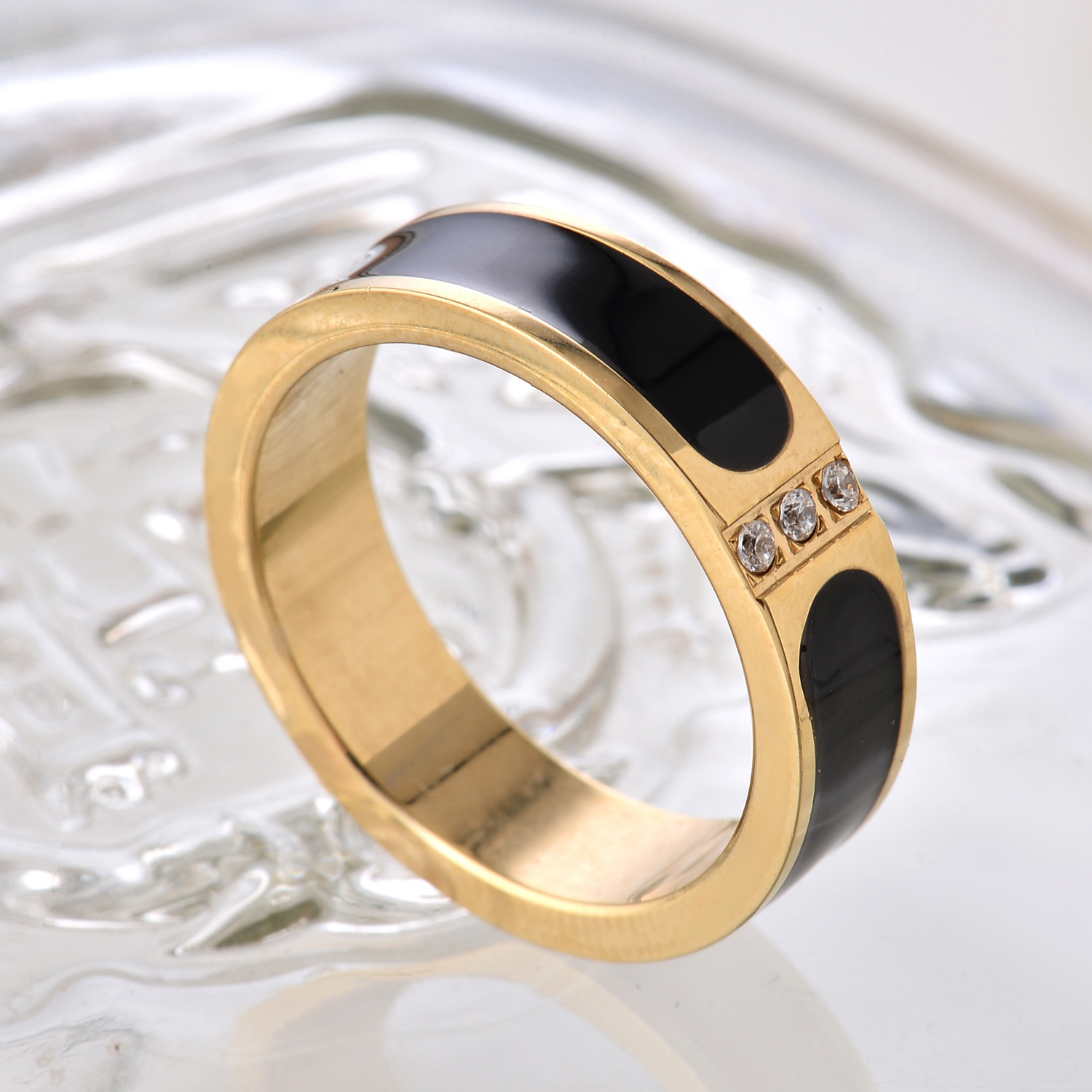 外贸批发 316l不锈钢镶钻戒指 男女通用戒指指环环保批发不褪色