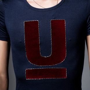 涉谷男装2015夏装新款男潮时尚圆领修身字母工艺t恤 男短袖t恤