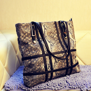 2015春夏新款单肩蛇皮纹水购物袋休闲包女包韩版潮小包单肩包女