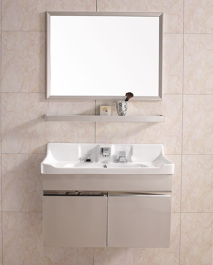 佛山厂家生产新款不锈钢卫浴柜组合 一体陶瓷洗脸盆卫生间浴室柜