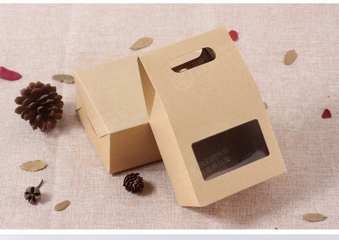 爆款热销 巧克力咖啡豆礼品盒现货 牛皮纸提手开方窗包装盒