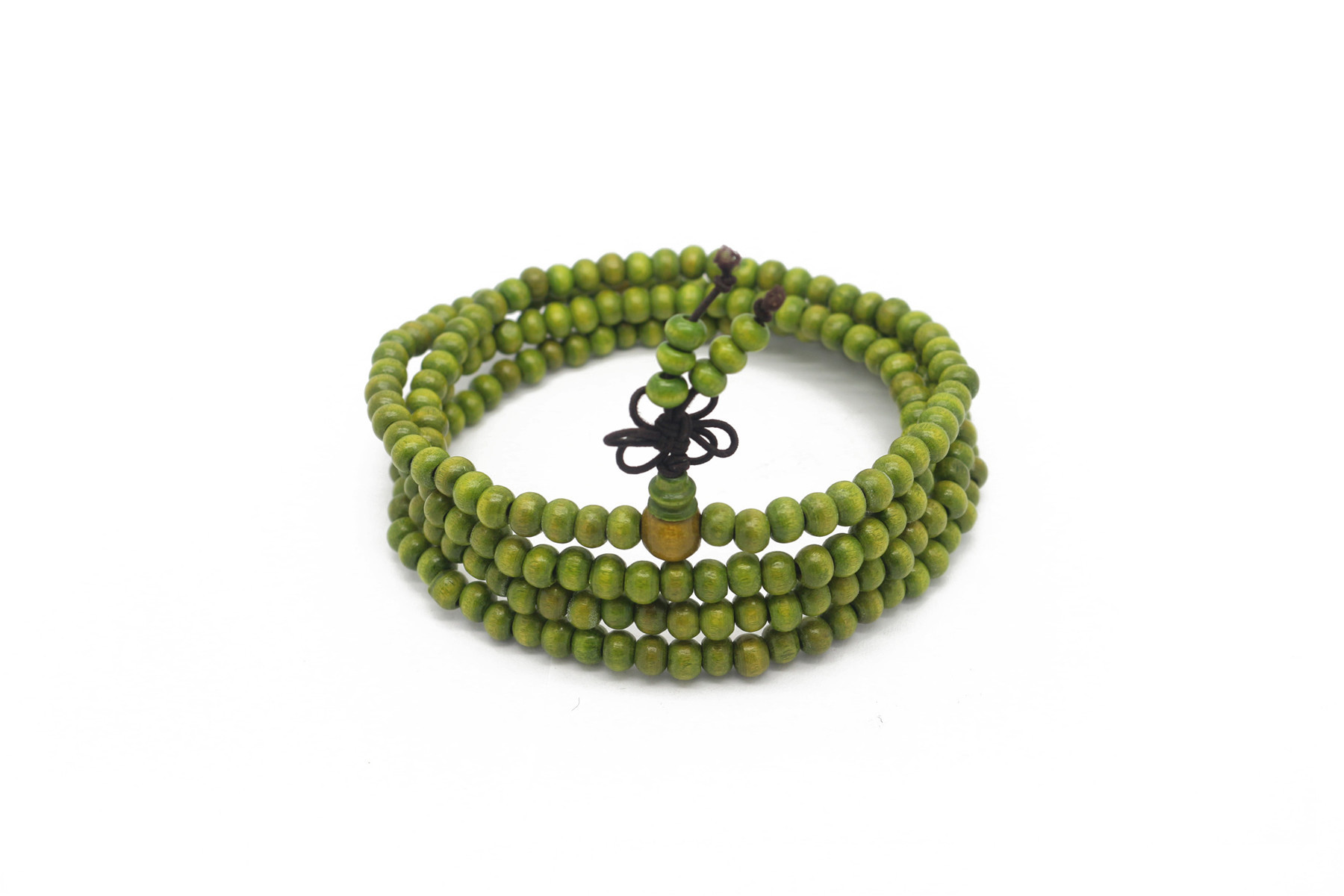 【厂家直销】6mm绿檀木佛珠手链 216颗仿绿檀葫芦头多圈手串