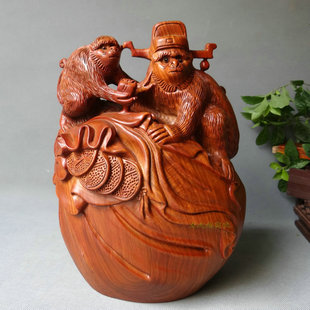 红花梨木 代代封侯 木雕摆件 木质摆件 实木工艺品 木质工艺品