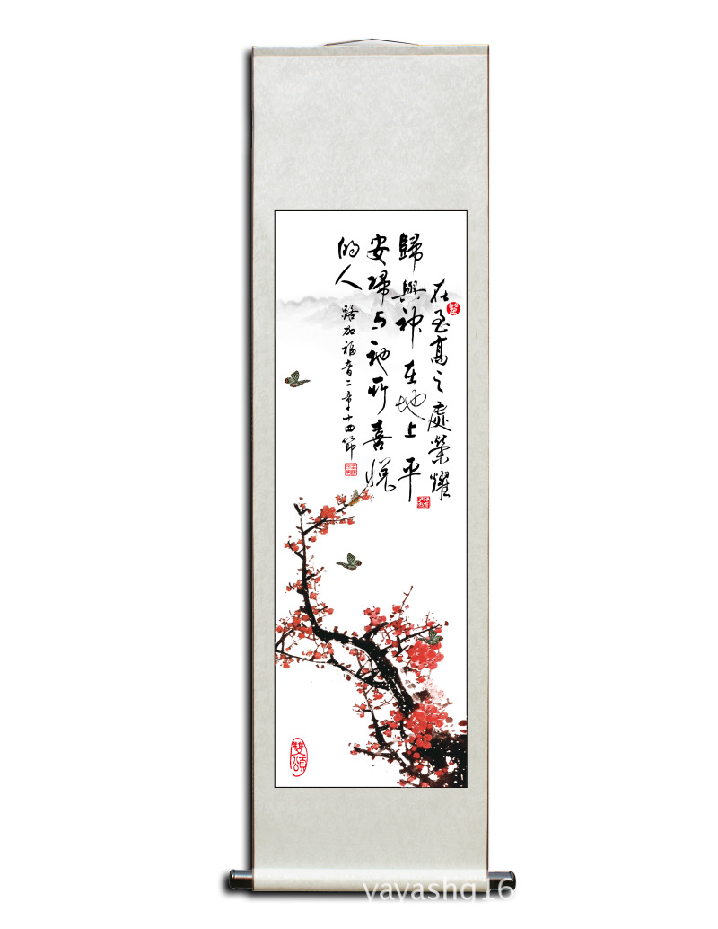 批发 基督教礼品 工艺品 至高之处荣耀归神-中号-丝绸书法卷轴