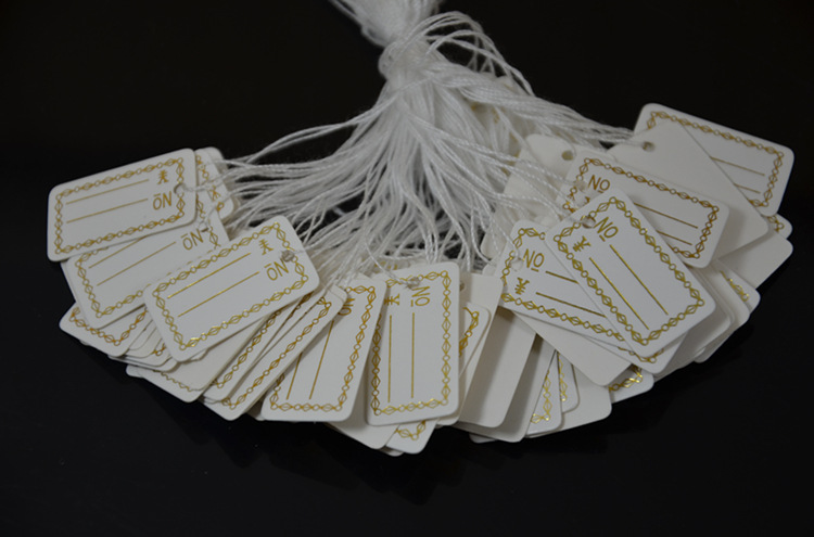 手工写价格珠宝吊牌玉器标签带线挂绳子纸卡中英文玉器标价签挂牌