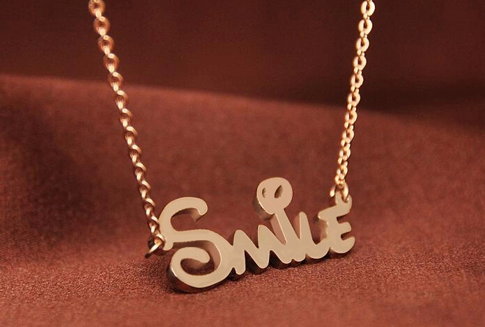 【赠送证书】正品s925纯银饰品 时尚smile微笑光面锁骨项链吊坠