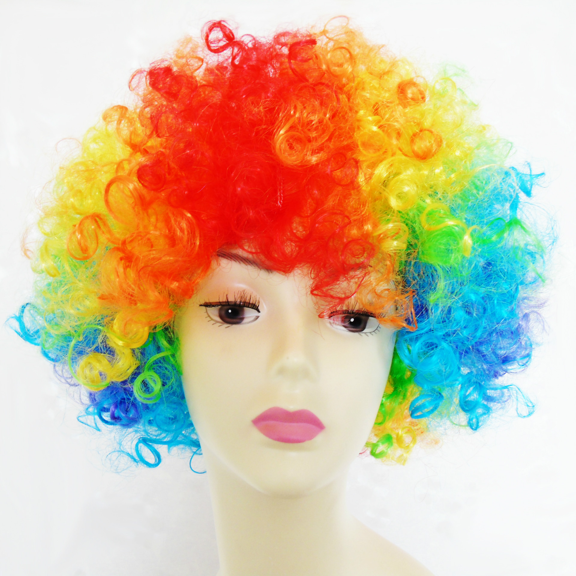 狂欢节男女儿童成人舞会cosplay派对化妆彩色爆炸头球迷彩假发