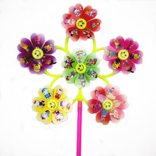 六朵笑脸风车儿童创意户外传统怀旧卡通喜洋洋玩具义乌货源批发