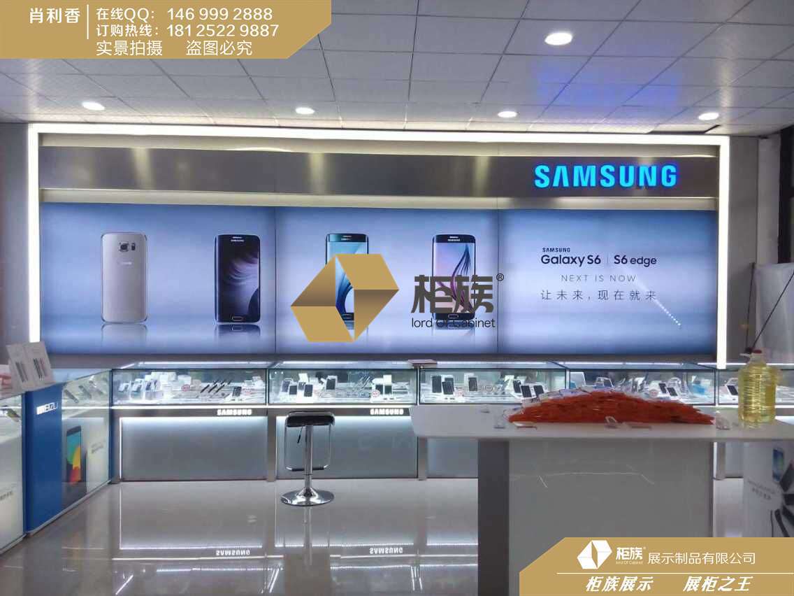 【手机柜台】 -最新款三星手机背景墙制作工艺,三星体验台图片