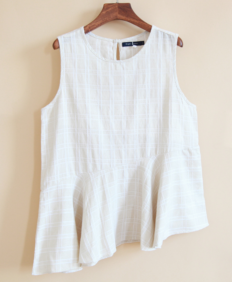 麻布背心百搭棉麻透气小清新文艺风亚麻棉无袖不规则上衣女