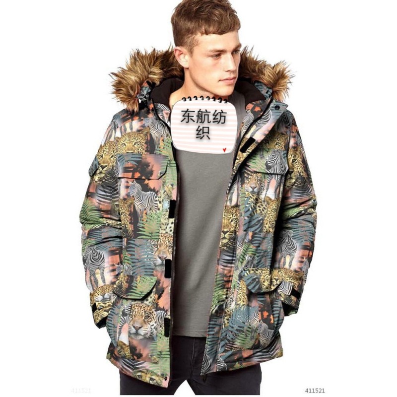 厂家供应 涤纶印花羽绒面料 涤纶扁平丝 时尚数码印花面料