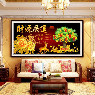 新款5d圆钻品牌十字绣财源广进5diy贴钻画十字绣客厅挂画钻石绣