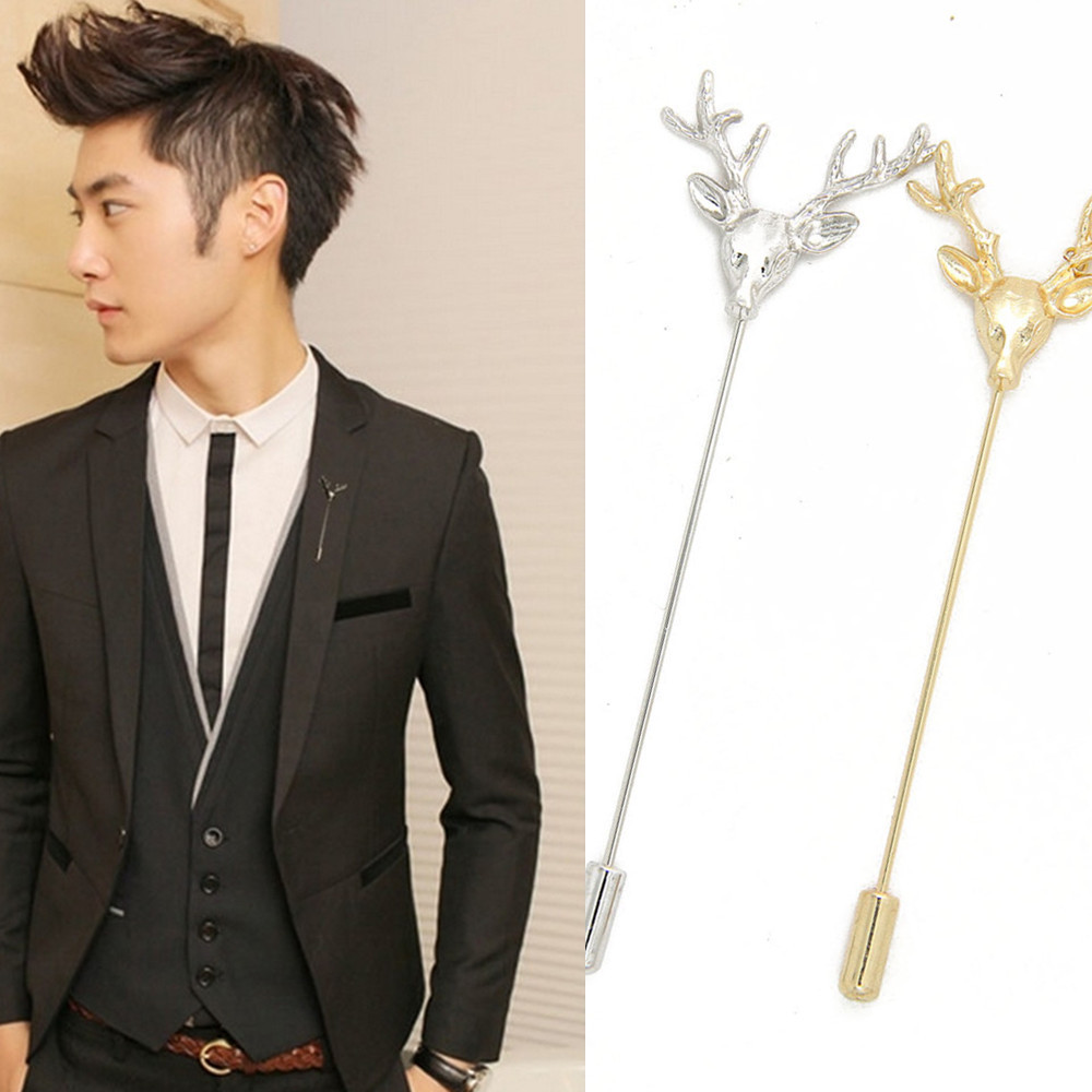 金色银色鹿头男士女士西装别针胸针胸花 男士胸针韩版 cy073