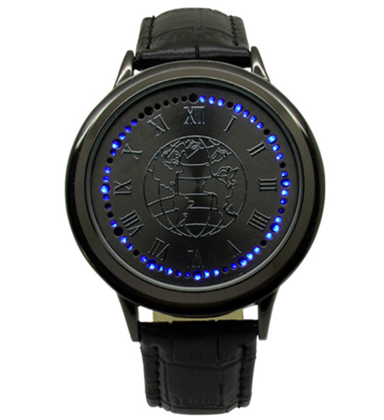 厂家直销led触摸手表 皮带地球仪手表批发 触摸屏电子手表