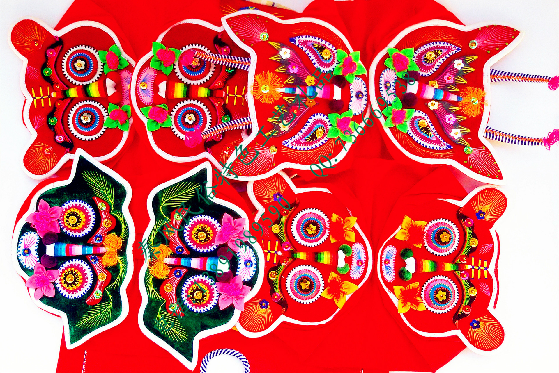 中国风陕西西府民俗特色纯手工绣花丝绸缎面狮子头枕头套批发专卖