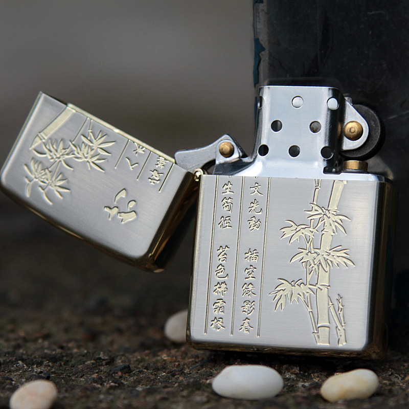 zippo正品大亨tycoon煤油打火机竹报平安正品超厚防风个性 批发