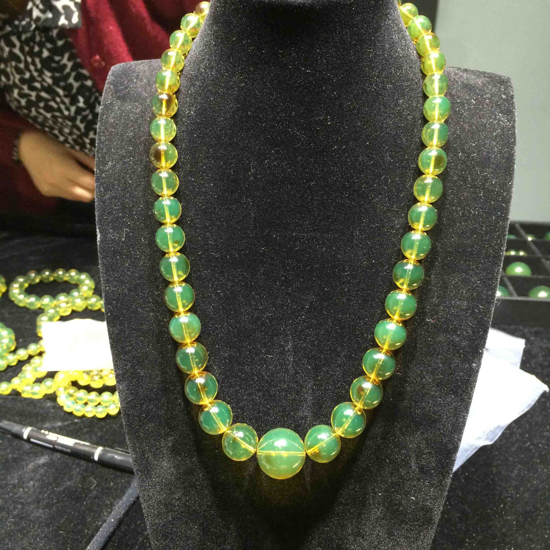 新立雅 琥珀 墨西哥蓝珀塔链 配14k金珠扣 3a净水 拍1元链接