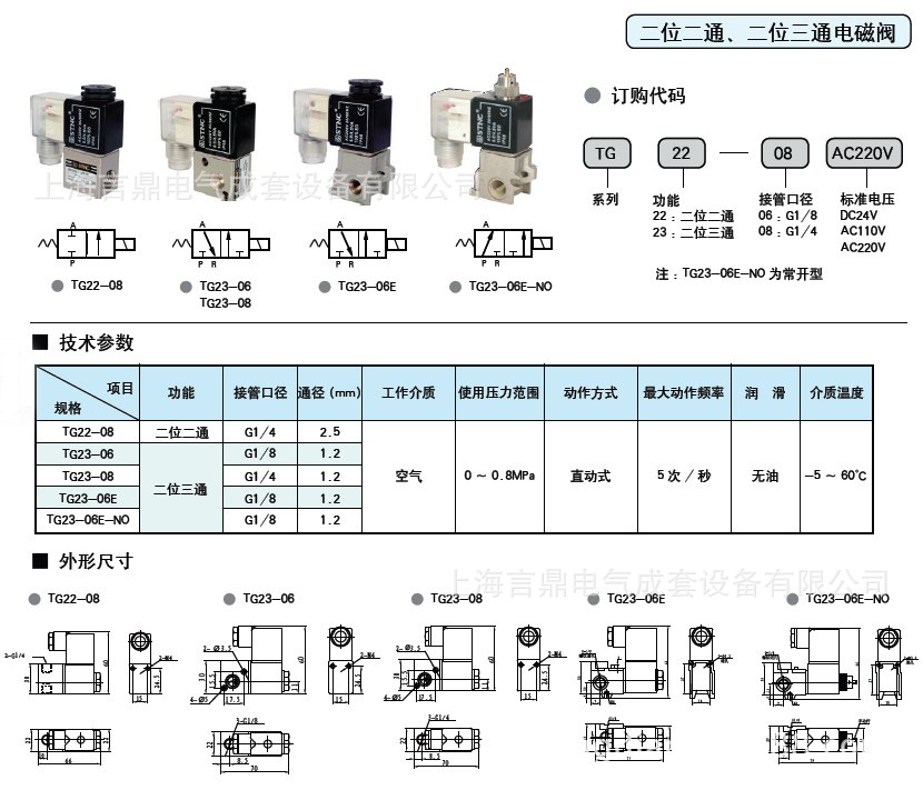 電磁閥 二位二通 tg22-08 索諾天工 stnc