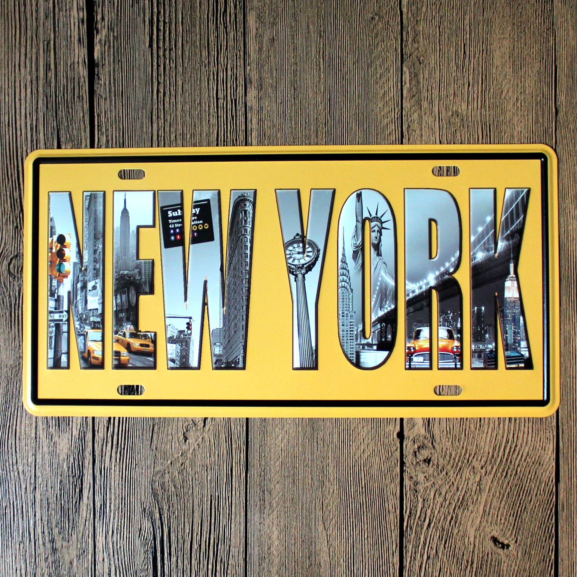 new york 纽约 复古车牌装饰 铁皮画 酒吧 客厅 ktv 外贸货源