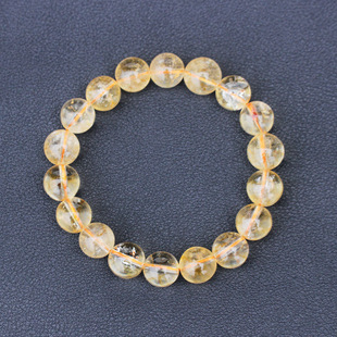 黄水晶手链香槟水晶冰裂绵体状12mm水晶手链手串男女同款厂家直销