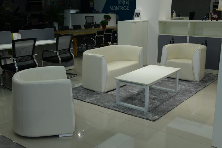 蒙泰奇品牌现代办公家具 简约休闲办公沙发 个性全白会客沙发
